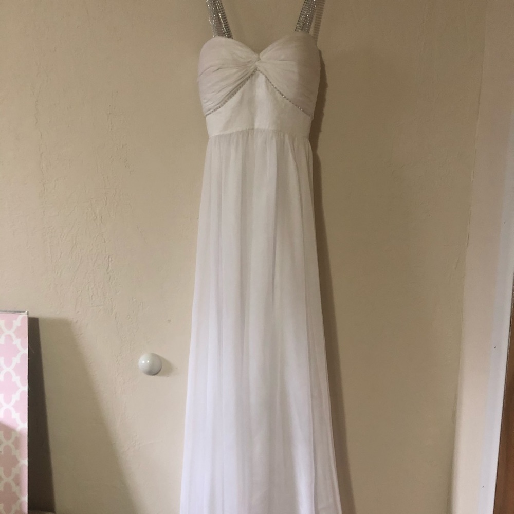 elegant white strapped dress